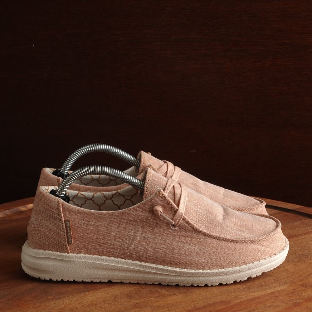 Hey Dude Loafers Womens SZ 6 Sparkling Rose Gold Wendy Coastal Lightweight Shoes
